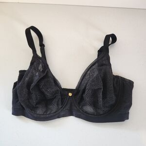 Unserstance Black Lace Unpadded Underwire Balconette Bra Size 38DDD